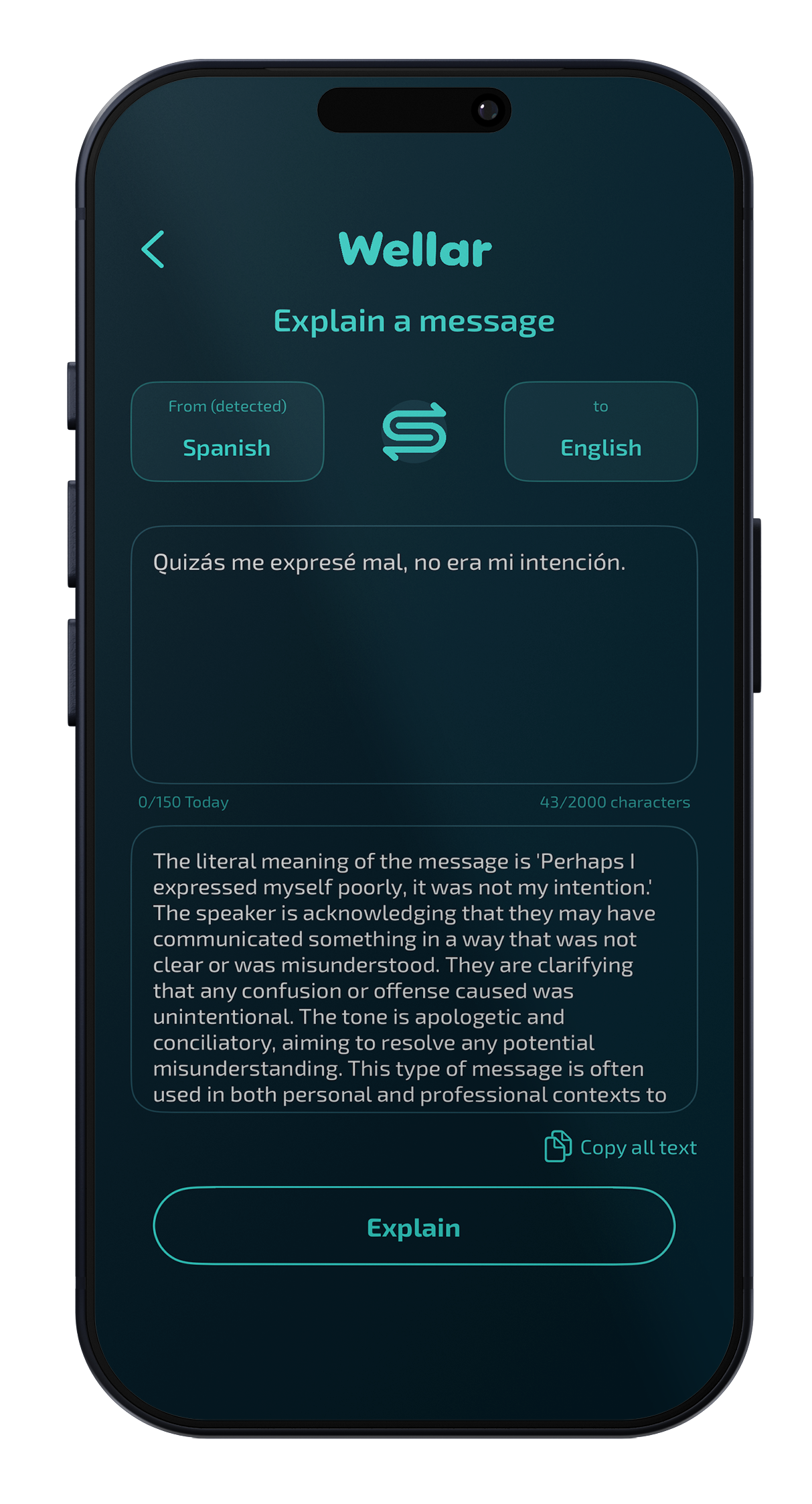 Explain a message — intent, tone, context